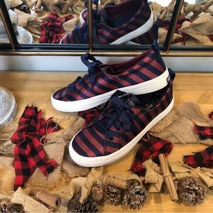 Women’s Sperry Top-Sider Crest Vibe Varsity Stripe Satin Sneaker Women, Size 7